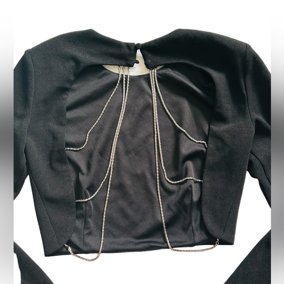 Tiger Mist Chain Design Backless Long Sleevr Crop Top size XS - Picture 4 of 6